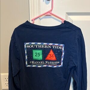 Southern Tide Kids Long Sleeve Tee in Navy with Graphic